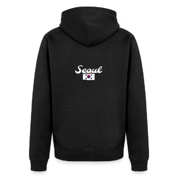 Séoul Vintage Corée du Sud drapeau sud-coréen - Veste à capuche bio Premium Unisexe - noir - Dos - Nico (187cm)