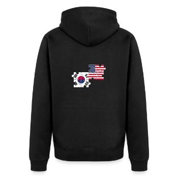 Corée du Sud, États-Unis, drapeau, Américain, Coréen - Veste à capuche bio Premium Unisexe - noir - Dos - Nico (187cm)