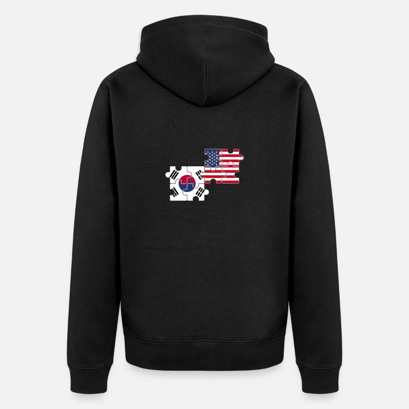 Corée du Sud, États-Unis, drapeau, Américain, Coréen - Veste à capuche bio Premium Unisexe - noir