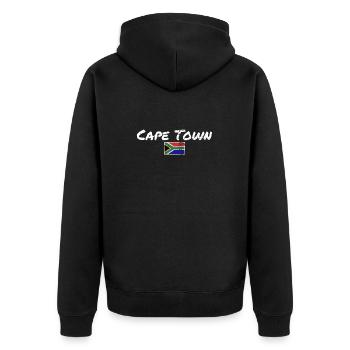 Cape Town Vintage Südafrika Südafrikanische Flagge - Unisex Premium Bio Zip Hoodie - Schwarz - Hinten - Nico (187cm)