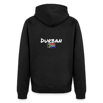 Durban Vintage South Africa South Africa Flag - Unisex Premium Organic Zip Hoodie - black - Back - Nico (187cm)