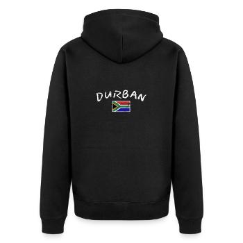 Durban Vintage South Africa South African Flag - Unisex Premium Organic Zip Hoodie - black - Back - Nico (187cm)
