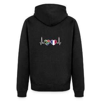 Afrique du Sud France Vintage Heartbeat drapeau - Veste à capuche bio Premium Unisexe - noir - Dos - Nico (187cm)