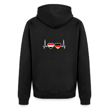 Syrie Allemagne battement de coeur drapeau allemand syrien - Veste à capuche bio Premium Unisexe - noir - Dos - Nico (187cm)