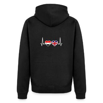 Syrien UK Herzschlag Flagge Britisch Syrisch - Unisex Premium Bio Zip Hoodie - Schwarz - Hinten - Nico (187cm)