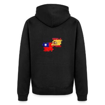 Taïwan Espagne Vintage drapeau espagnol taïwanais - Veste à capuche bio Premium Unisexe - noir - Dos - Nico (187cm)