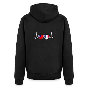 Taïwan France Heartbeat Flag Taïwanais - Veste à capuche bio Premium Unisexe - noir - Dos - Nico (187cm)