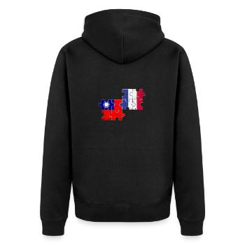 Taïwan France Vintage drapeau Français taïwanais - Veste à capuche bio Premium Unisexe - noir - Dos - Nico (187cm)