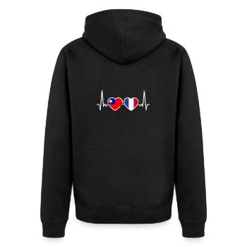 Taïwan France Vintage Heartbeat drapeau - Veste à capuche bio Premium Unisexe - noir - Dos - Nico (187cm)