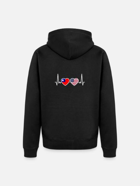 Taiwan USA Herzschlag Flagge Amerikaner Taiwaner - Unisex Premium Bio Zip Hoodie - Schwarz
