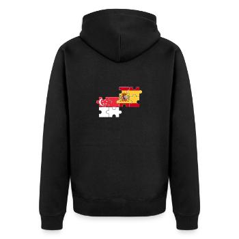 Singapur Spanien Flagge Spanisch Singapurer - Unisex Premium Bio Zip Hoodie - Schwarz - Hinten - Nico (187cm)