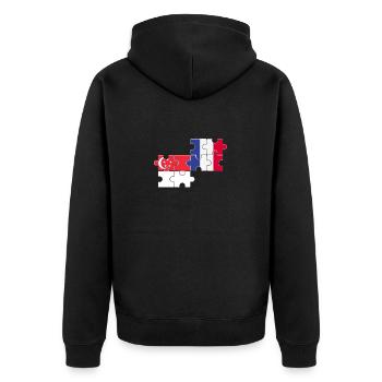 Singapur Frankreich Flagge Französisch Singapurer - Unisex Premium Bio Zip Hoodie - Schwarz - Hinten - Nico (187cm)