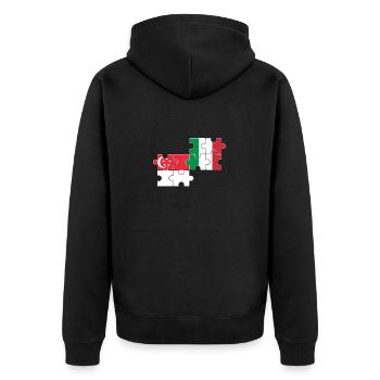 Singapur Italien Flagge Italiener Singapurer - Unisex Premium Bio Zip Hoodie - Schwarz - Hinten - Nico (187cm)