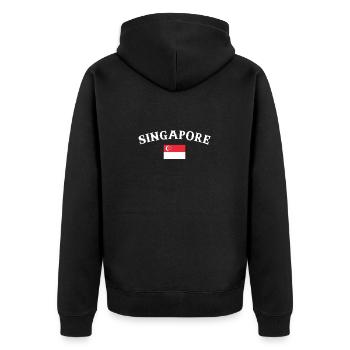 Singapore Singapur Singapurische Flagge Singapurer - Unisex Premium Bio Zip Hoodie - Schwarz - Hinten - Nico (187cm)