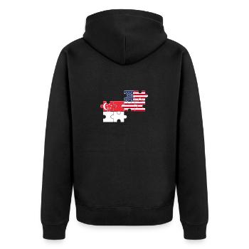 Singapur USA Flagge Amerikaner Singapurer - Unisex Premium Bio Zip Hoodie - Schwarz - Hinten - Nico (187cm)