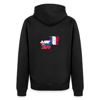 Slovakia, France, flag, French, Slovak - Unisex Premium Organic Zip Hoodie - black - Back - Nico (187cm)