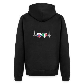 Slowakei Italien Herzschlag Flagge Slowake - Unisex Premium Bio Zip Hoodie - Schwarz - Hinten - Nico (187cm)