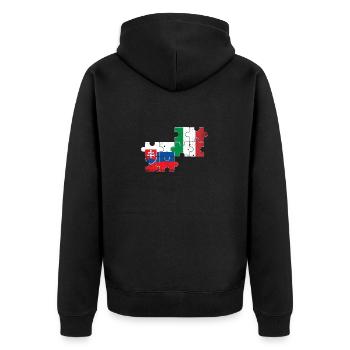 Slowakei Italien Vintage Flagge Italiener Slowake - Unisex Premium Bio Zip Hoodie - Schwarz - Hinten - Nico (187cm)