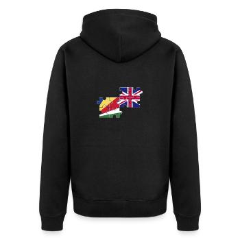Seychellen UK Flagge Britisch Seycheller - Unisex Premium Bio Zip Hoodie - Schwarz - Hinten - Nico (187cm)