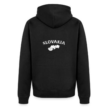 Slovakia Vintage Slowakische Karte Slowake - Unisex Premium Bio Zip Hoodie - Schwarz - Hinten - Nico (187cm)