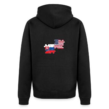 Slowakei USA Flagge Amerikanisch Slowakisch - Unisex Premium Bio Zip Hoodie - Schwarz - Hinten - Nico (187cm)