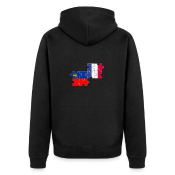 Liechtenstein Frankreich Flagge Liechtensteiner - Unisex Premium Bio Zip Hoodie - Schwarz - Hinten - Nico (187cm)
