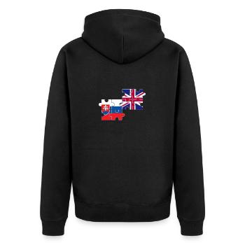 Slowakei UK Flagge Britisch Slowakisch - Unisex Premium Bio Zip Hoodie - Schwarz - Hinten - Nico (187cm)