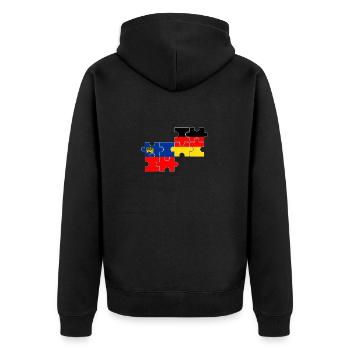 Liechtenstein Deutschland Flagge Liechtensteiner - Unisex Premium Bio Zip Hoodie - Schwarz - Hinten - Nico (187cm)