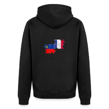 Liechtenstein France Vintage drapeau - Veste à capuche bio Premium Unisexe - noir - Dos - Nico (187cm)
