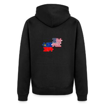 Liechtenstein USA Flagge Liechtensteiner - Unisex Premium Bio Zip Hoodie - Schwarz - Hinten - Nico (187cm)