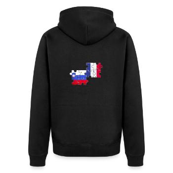 Slowenien Frankreich Vintage Flagge Slowene - Unisex Premium Bio Zip Hoodie - Schwarz - Hinten - Nico (187cm)