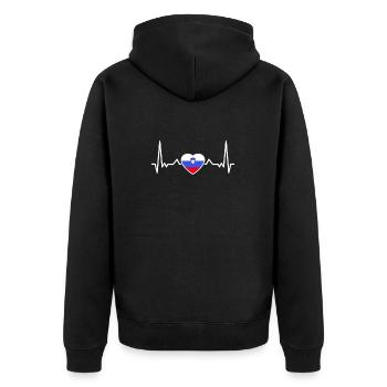 Slowenien Herzschlag Slowenische Flagge Slowene - Unisex Premium Bio Zip Hoodie - Schwarz - Hinten - Nico (187cm)