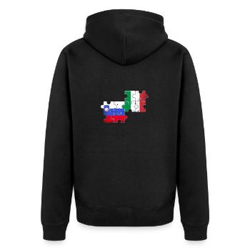 Slowenien Italien Vintage Flagge Italiener Slowene - Unisex Premium Bio Zip Hoodie - Schwarz - Hinten - Nico (187cm)