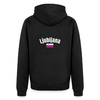Ljubljana, Slovénie, Drapeau slovène, Slovène - Veste à capuche bio Premium Unisexe - noir - Dos - Nico (187cm)