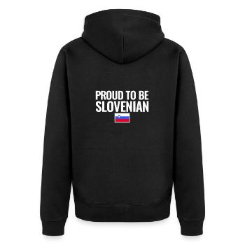 Proud To Be Slovenian Slowenien Slowenische Flagge - Unisex Premium Bio Zip Hoodie - Schwarz - Hinten - Nico (187cm)