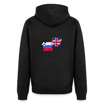 Slowenien UK Flagge Britisch Slowenisch - Unisex Premium Bio Zip Hoodie - Schwarz - Hinten - Nico (187cm)
