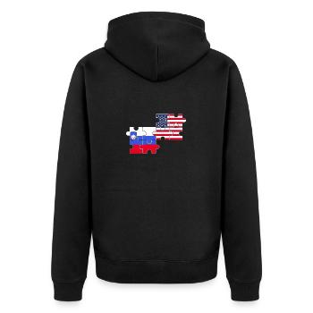Slowenien USA Flagge Amerikaner Slowene - Unisex Premium Bio Zip Hoodie - Schwarz - Hinten - Nico (187cm)