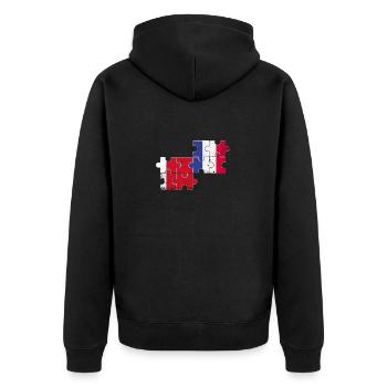 Dubai Frankreich Vintage Flagge Dubaier - Unisex Premium Bio Zip Hoodie - Schwarz - Hinten - Nico (187cm)