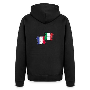 France Italy Flag Italian French - Unisex Premium Organic Zip Hoodie - black - Back - Nico (187cm)