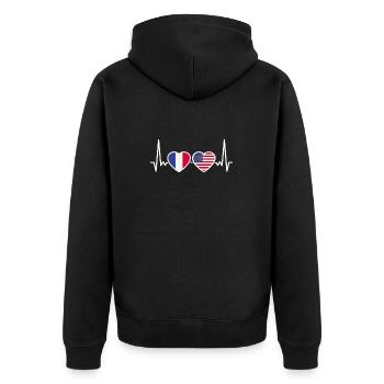France USA Heartbeat Flag Français - Veste à capuche bio Premium Unisexe - noir - Dos - Nico (187cm)
