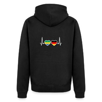 Gabon, Allemagne, Heartbeat, Drapeau, Gabonais - Veste à capuche bio Premium Unisexe - noir - Dos - Nico (187cm)