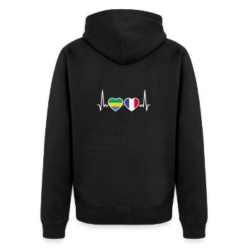 Gabon, France, Heartbeat, Drapeau, Gabonais - Veste à capuche bio Premium Unisexe - noir - Dos - Nico (187cm)