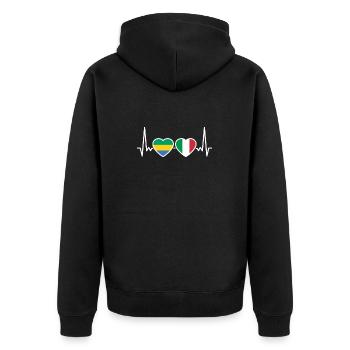 Gabon Italie Heartbeat Flag Gabonais - Veste à capuche bio Premium Unisexe - noir - Dos - Nico (187cm)