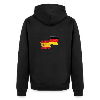 Spanien Deutschland Flagge Deutscher Spanier - Unisex Premium Bio Zip Hoodie - Schwarz - Hinten - Nico (187cm)
