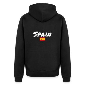Spain Spanien Spanische Flagge Spanier - Unisex Premium Bio Zip Hoodie - Schwarz - Hinten - Nico (187cm)