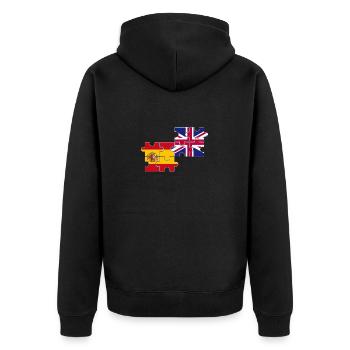 Spain UK Flag British Spanish - Unisex Premium Organic Zip Hoodie - black - Back - Nico (187cm)