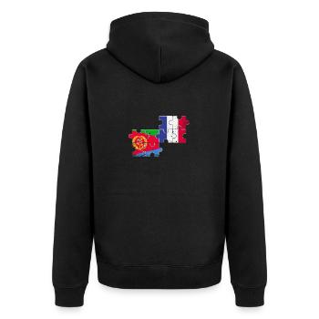 Eritrea Frankreich Vintage Flagge Französisch - Unisex Premium Bio Zip Hoodie - Schwarz - Hinten - Nico (187cm)