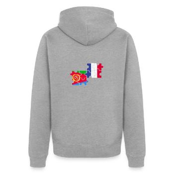 Eritrea Frankreich Flagge Französisch Eritreer - Unisex Premium Bio Zip Hoodie - Grau meliert - Hinten - Nico (187cm)