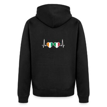 Côte d'Ivoire Italy Vintage Heartbeat Flag - Unisex Premium Organic Zip Hoodie - black - Back - Nico (187cm)
