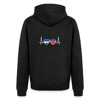 El Salvador UK Vintage Heartbeat drapeau - Veste à capuche bio Premium Unisexe - noir - Dos - Nico (187cm)